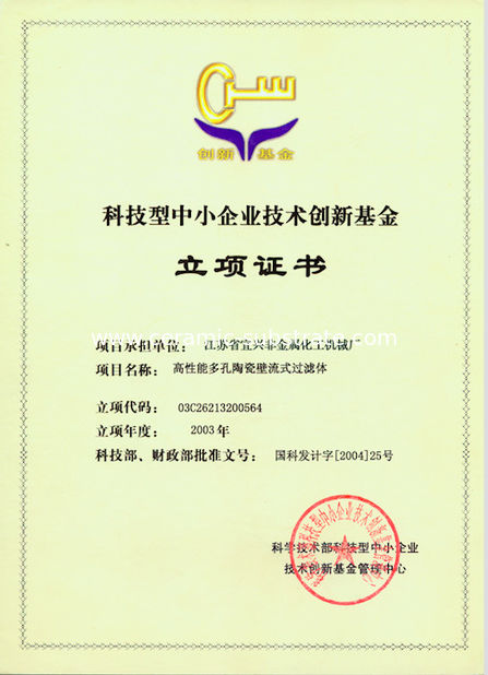 Porcellana Jiangsu Yixing Nonmetallic Chemical Machinery Factory Co.,Ltd Certificazioni